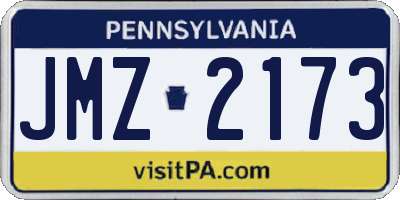 PA license plate JMZ2173