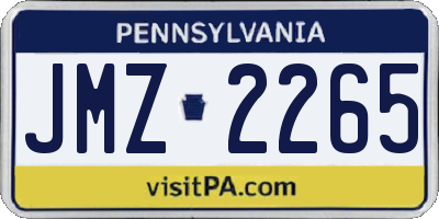PA license plate JMZ2265
