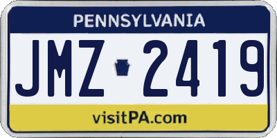 PA license plate JMZ2419