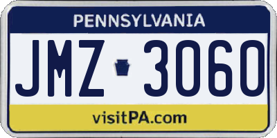 PA license plate JMZ3060
