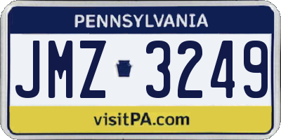 PA license plate JMZ3249