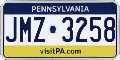 PA license plate JMZ3258