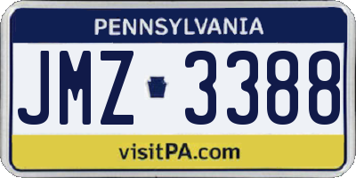 PA license plate JMZ3388