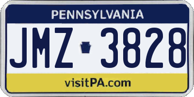 PA license plate JMZ3828