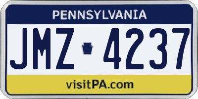 PA license plate JMZ4237
