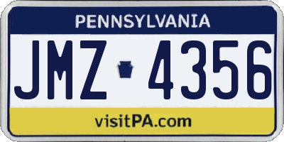PA license plate JMZ4356