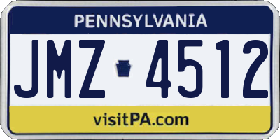 PA license plate JMZ4512