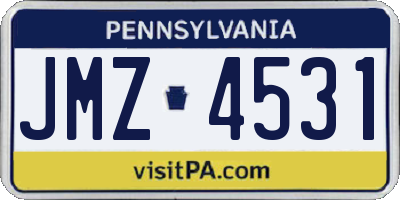 PA license plate JMZ4531