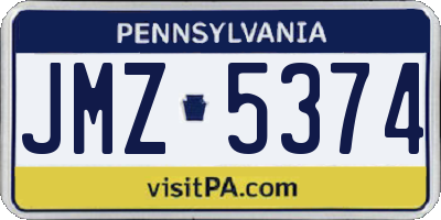 PA license plate JMZ5374