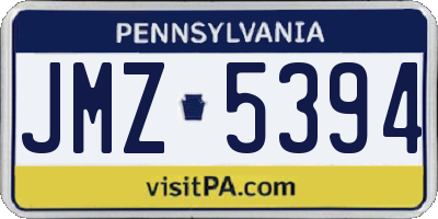 PA license plate JMZ5394