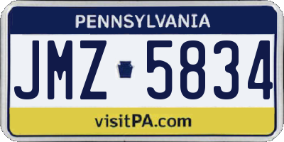 PA license plate JMZ5834
