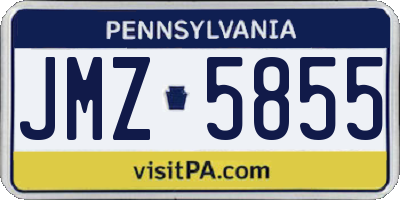 PA license plate JMZ5855