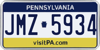 PA license plate JMZ5934