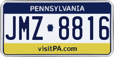 PA license plate JMZ8816