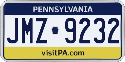 PA license plate JMZ9232