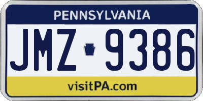 PA license plate JMZ9386