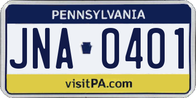 PA license plate JNA0401