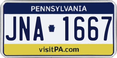 PA license plate JNA1667