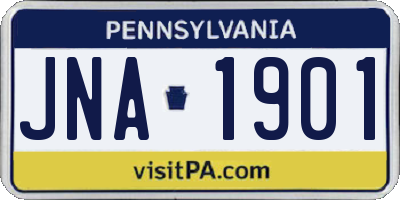 PA license plate JNA1901