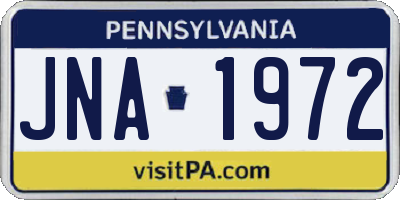 PA license plate JNA1972