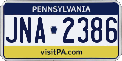 PA license plate JNA2386