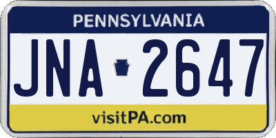 PA license plate JNA2647