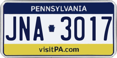 PA license plate JNA3017