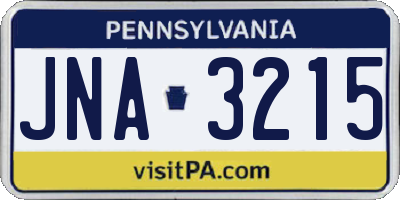 PA license plate JNA3215