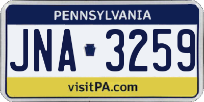 PA license plate JNA3259