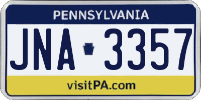 PA license plate JNA3357