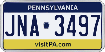 PA license plate JNA3497
