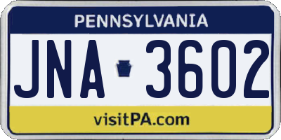 PA license plate JNA3602