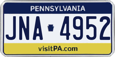 PA license plate JNA4952