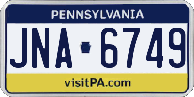 PA license plate JNA6749