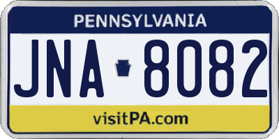 PA license plate JNA8082