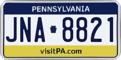 PA license plate JNA8821