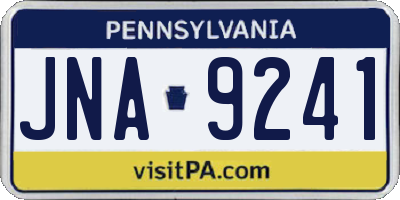 PA license plate JNA9241