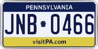PA license plate JNB0466
