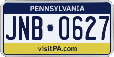 PA license plate JNB0627