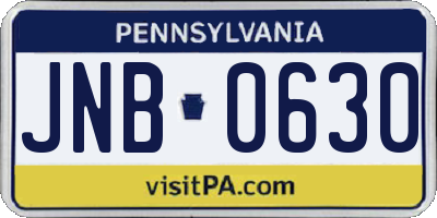 PA license plate JNB0630