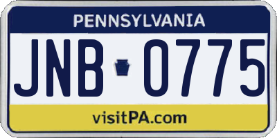 PA license plate JNB0775
