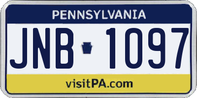 PA license plate JNB1097