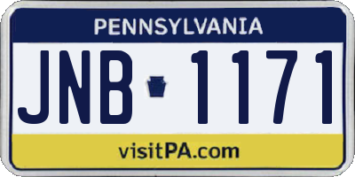 PA license plate JNB1171