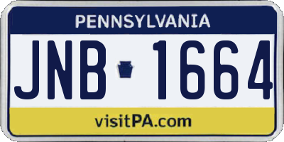 PA license plate JNB1664