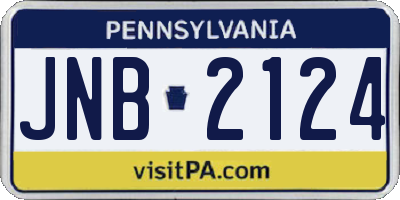 PA license plate JNB2124