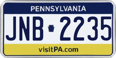 PA license plate JNB2235