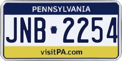 PA license plate JNB2254