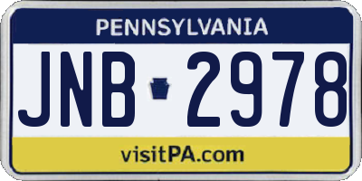 PA license plate JNB2978