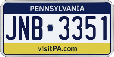PA license plate JNB3351