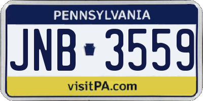 PA license plate JNB3559
